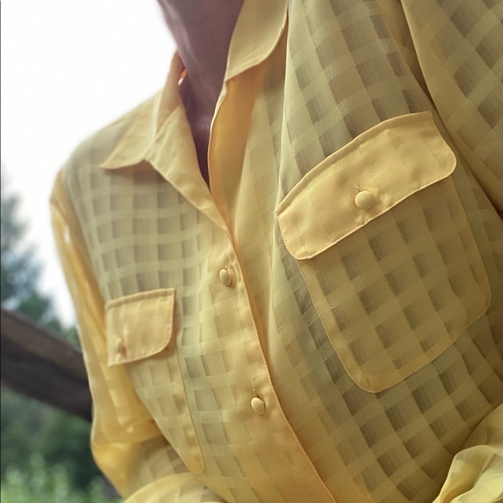 Vintage Liz Baker sheer Secretary blouse sz 14
